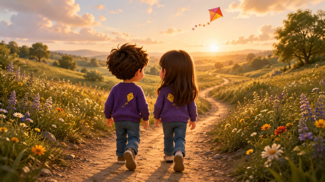 Jack and Jenna walking down a path together toward their bright futures