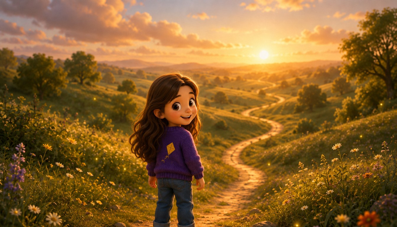 Jenna looking ahead down a winding path toward her bright future